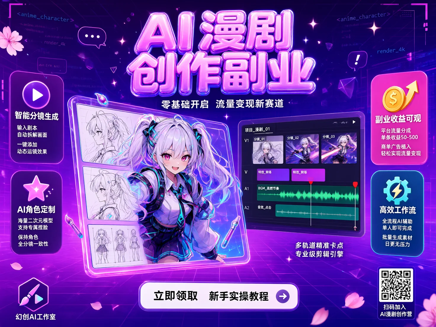 免费 AI 漫剧副业｜从零到接单月入过万